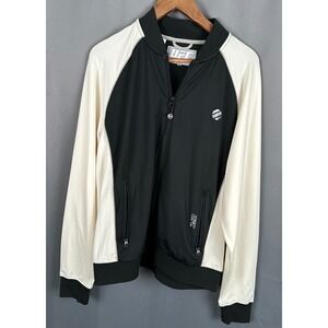 UFC Track Jacket Black White Full Zip Athletic Bomber Style Men XL